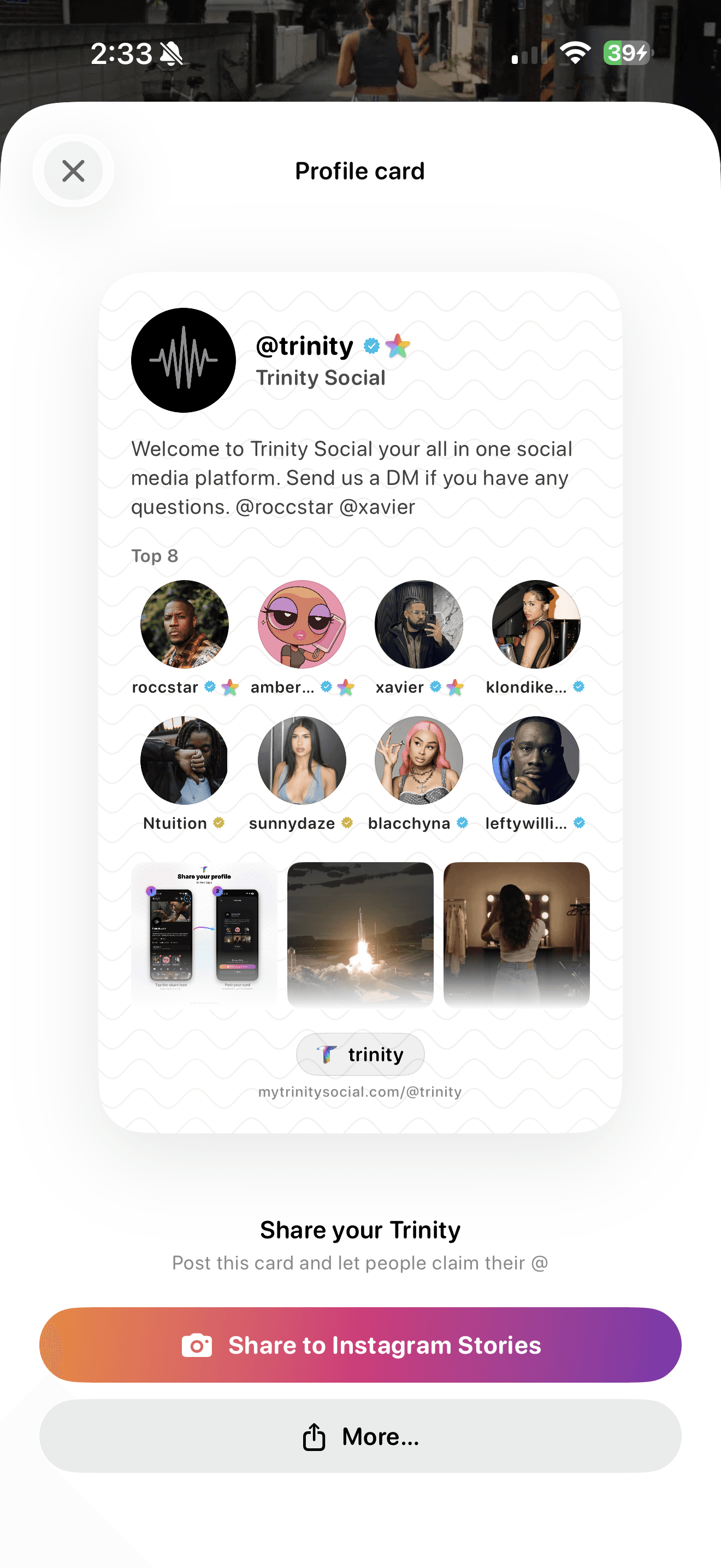 Trinity Social share card ready to post to Instagram Stories